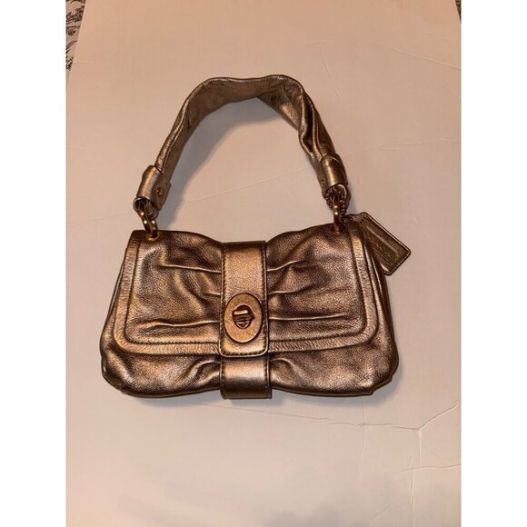 Coach Madeline Metallic Rose Vintage Coach Shoulder Purse 6X10 - Picture 2 of 16